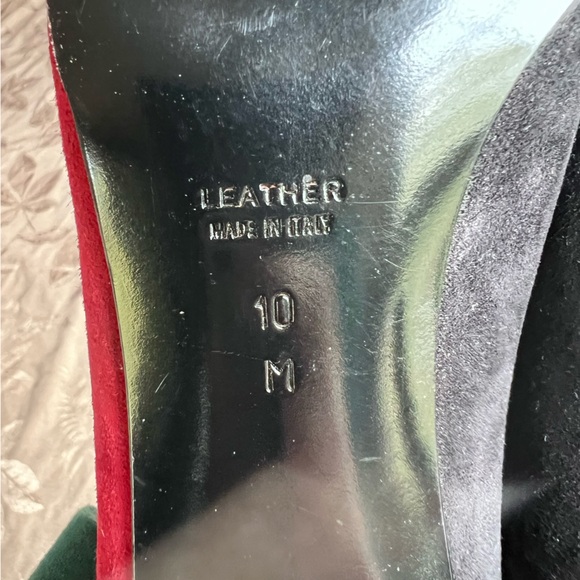 Anne Klein Couture Heels / Vintage 90S / Red Pink Black Colorblock Suede Heels - Picture 9 of 9